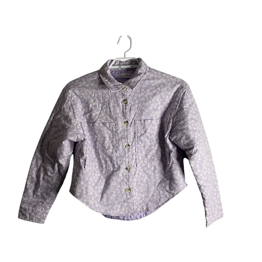 Zara Girl's Purple Floral Button Down Quilted Jacket